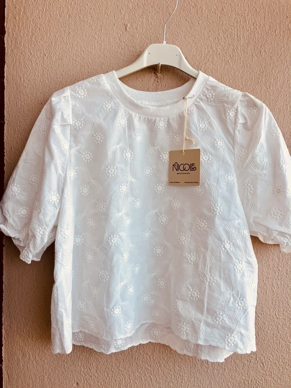 NIEUWE Witte Blouse met Borduurwerk - Een Maat – photo 7